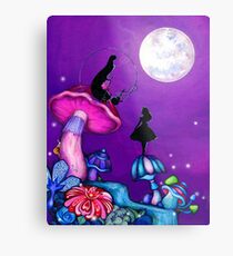 Alice in Wonderland and Caterpillar Metal Print