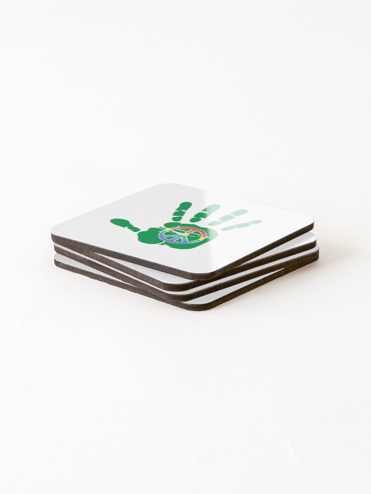 Thumbnail 4 of 5, Coasters (Set of 4), Printed Hand Peace Sign designed and sold by RBCOOLSHOP.