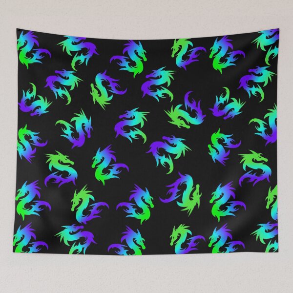 Item preview, COLORFUL WHIMSICAL BLUE GREEN CHINESE DRAGON ABSTRACT PATTERN designed and sold by samArtline.