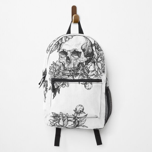 Item preview, skull art peony tattoo designed and sold by cat poe.