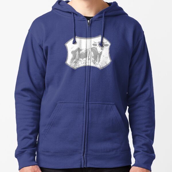 Heifer in the Flowers - light grey Zipped Hoodie