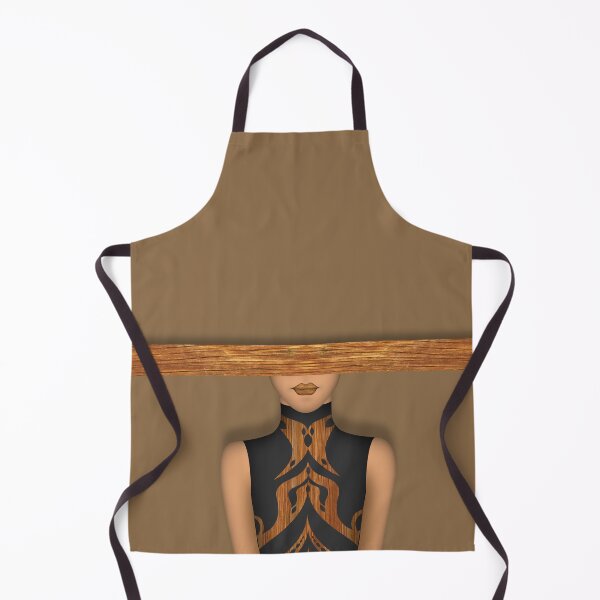 Item preview, Elegant and simple outfit for a woman, with abstract head, a turtleneck top with black and wooden texture pattern designed and sold by CiniArt.