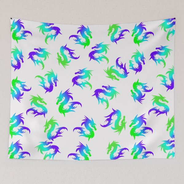 Item preview,  COLORFULWHIMSICAL  BLUE GREEN CHINESE DRAGON PATTERN designed and sold by samArtline.