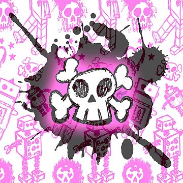 Artwork thumbnail, Pink Cartoon Skull by Roseanne Jones
