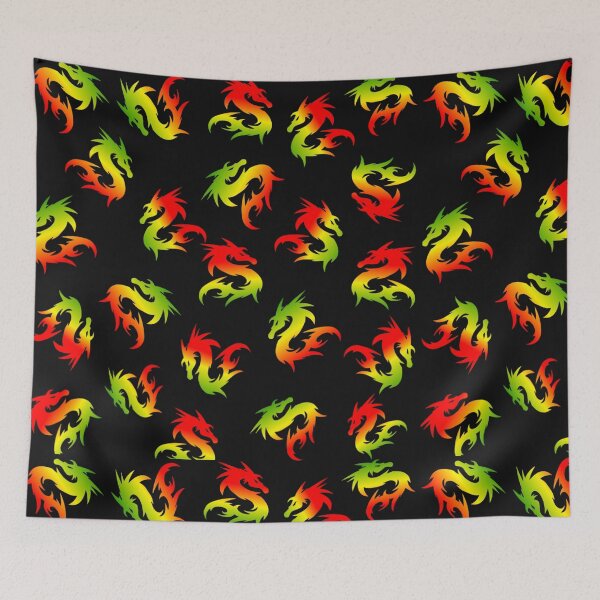 Item preview,  COLORFUL WHIMSICAL RED GREEN CHINESE DRAGON PATTERN designed and sold by samArtline.