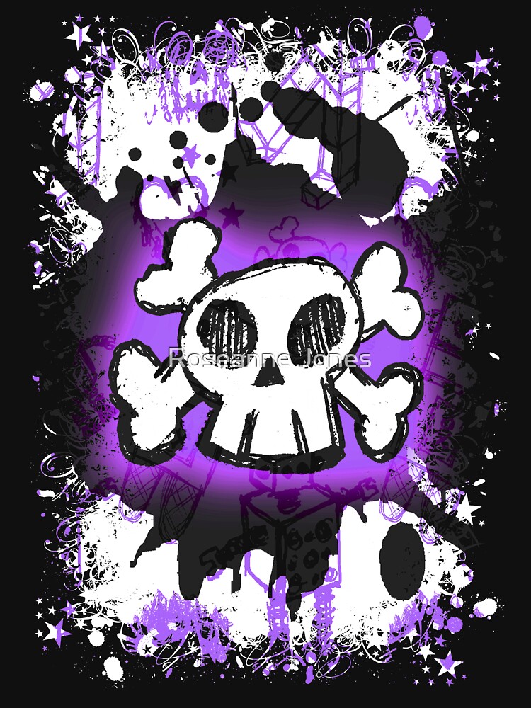 Thumbnail 7 of 7, Classic T-Shirt, Purple Cartoon Skull designed and sold by RoseanneJones.