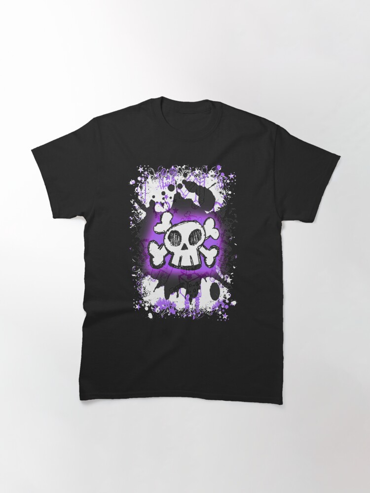 Thumbnail 3 of 7, Classic T-Shirt, Purple Cartoon Skull designed and sold by RoseanneJones.