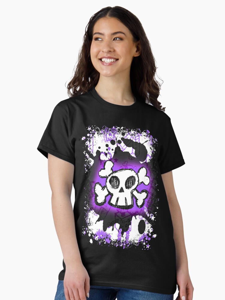 Thumbnail 1 of 7, Classic T-Shirt, Purple Cartoon Skull designed and sold by RoseanneJones.