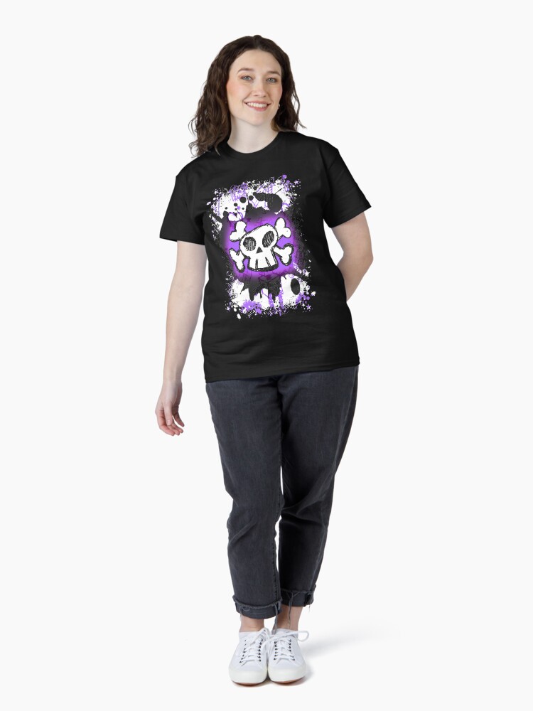 Thumbnail 4 of 7, Classic T-Shirt, Purple Cartoon Skull designed and sold by RoseanneJones.