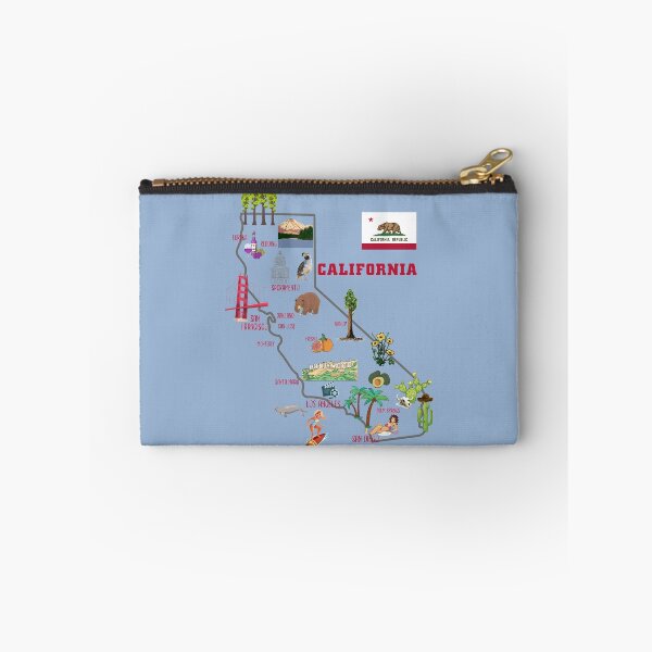 Item preview, Map of California Landmarks, major cities, flag  designed and sold by mashmosh.