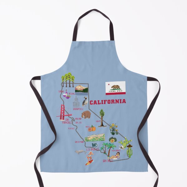 Item preview, Map of California Landmarks, major cities, flag designed and sold by mashmosh.