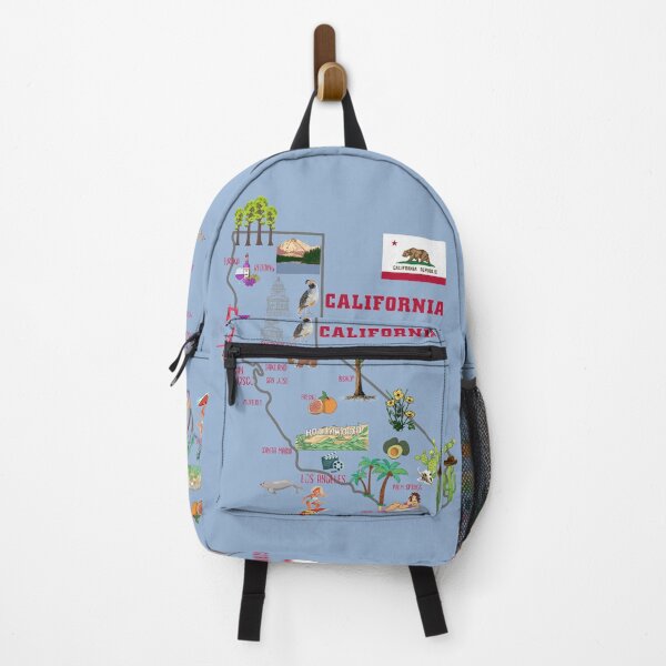 Item preview, Map of California Landmarks, major cities, flag designed and sold by mashmosh.