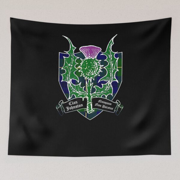 Item preview, Clan Johnston Thistle Motto Tartan Crest  designed and sold by tashiav.