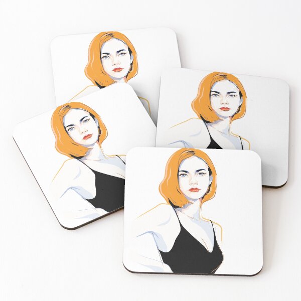 Item preview, Soft Grunge Blonde - Modern Pop Art Portrait in Classic Black Dress designed and sold by WULFLAND ARTS.