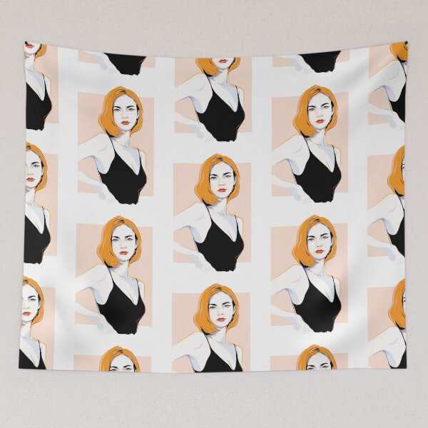 Item preview, Soft Grunge Blonde - Modern Pop Art Portrait in Classic Black Dress designed and sold by WULFLAND ARTS.