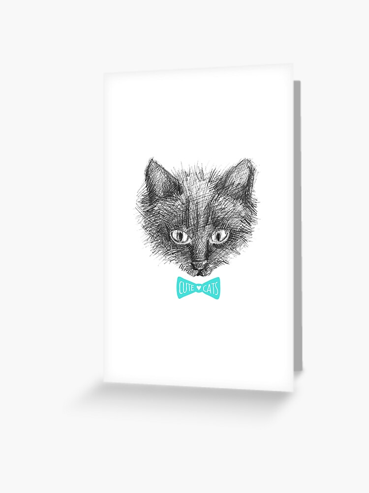 Black Cat Face Greeting Cards