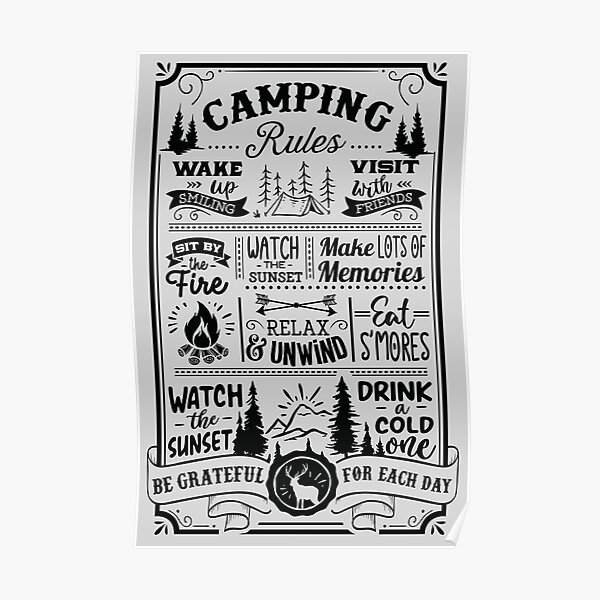 "Camping Rules Funny Camper" Poster for Sale by grinta2021 Redbubble