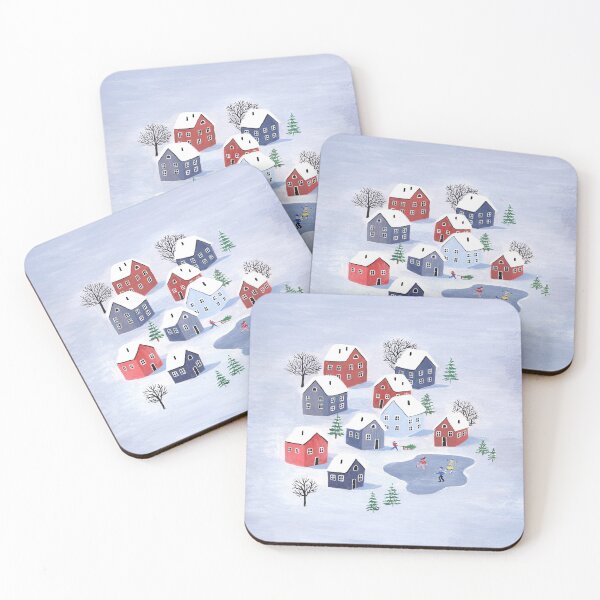 Item preview, Icelandic houses in winter, Christmas card designed and sold by Rebecca Reck Art.