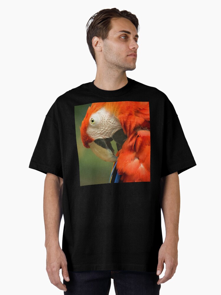 Thumbnail 1 of 7, Oversized T-Shirt, Red Parrot, the Scarlet Macaw – portrait designed and sold by steppeland.