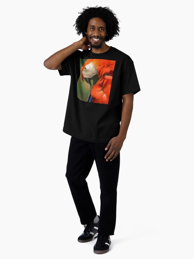 Thumbnail 4 of 7, Oversized T-Shirt, Red Parrot, the Scarlet Macaw – portrait designed and sold by steppeland.