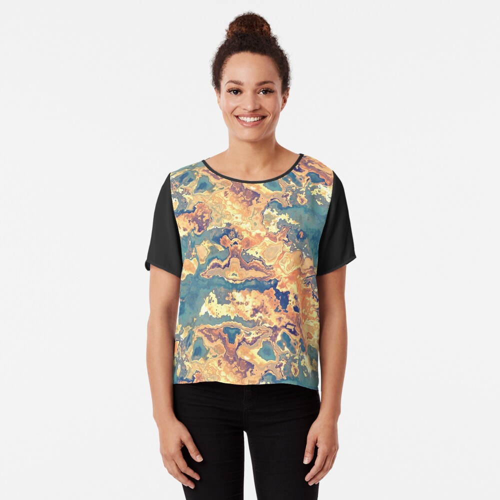 Digital Rust Abstract Chiffon Top