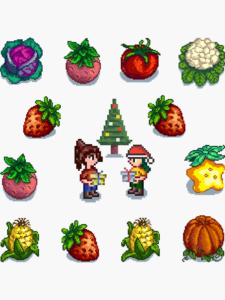 "Stardew Valley vegetables Christmas gift " Sticker for Sale by