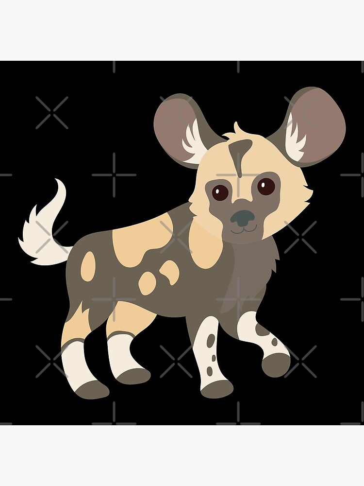 Disover African Wild Dog Cute Kawaii Cartoon Illustration For Kids Premium Matte Vertical Poster