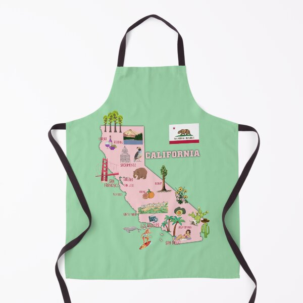 Item preview, California State Map, US tourist attractions, cities, flag designed and sold by mashmosh.