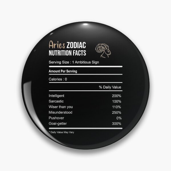Item preview, Aries Zodiac Sign Nutrition Facts designed and sold by VintagePathway.