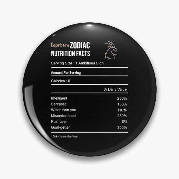 Item preview, Capricorn Zodiac Sign Nutrition Facts designed and sold by VintagePathway.