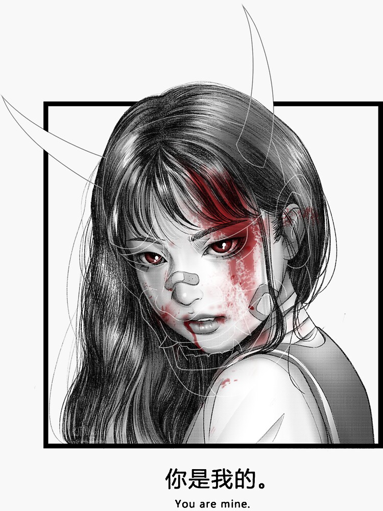 Schoolgirl Hannya Sticker for Sale by Inutsu | Redbubble