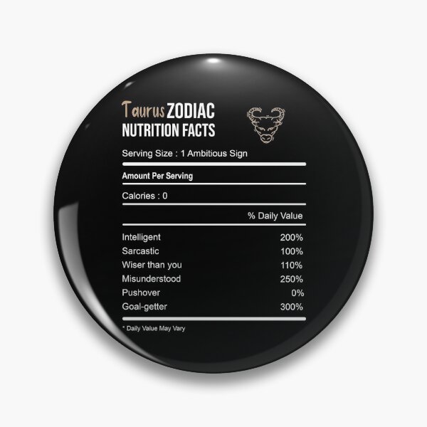 Item preview, Taurus Zodiac Sign Nutrition Facts designed and sold by VintagePathway.