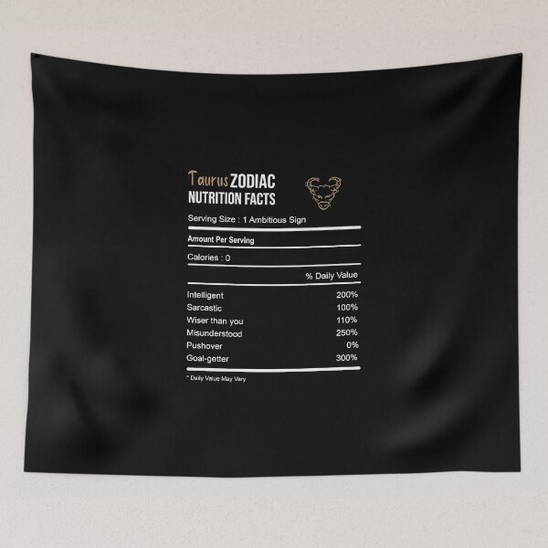 Item preview, Taurus Zodiac Sign Nutrition Facts designed and sold by VintagePathway.