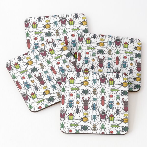Item preview, Beetles on white designed and sold by Katerina Mitkova Kirilova.