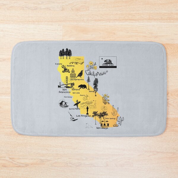 Item preview, Hand drawn illustrated map of California, the tourist attractions in the golden state  designed and sold by mashmosh.