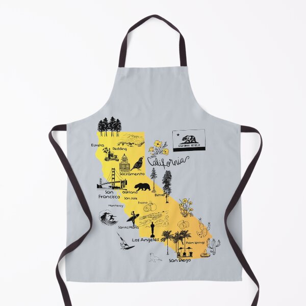 Item preview, Hand drawn illustrated map of California, the tourist attractions in the golden state designed and sold by mashmosh.