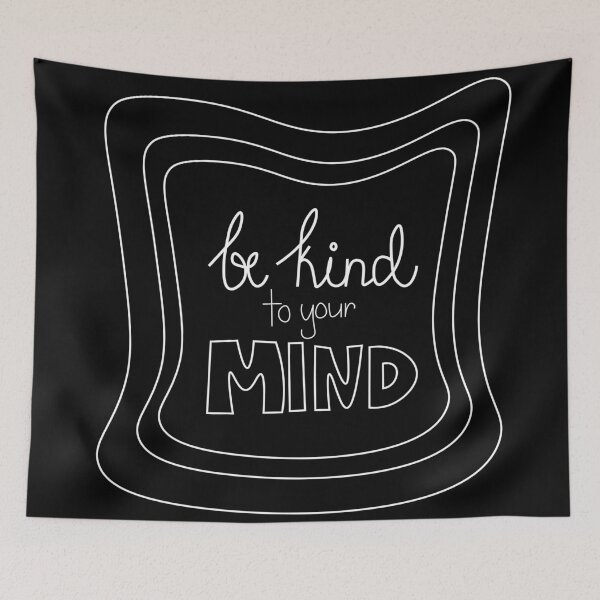 Item preview, Be Kind to Your Mind White Outline Text Art designed and sold by lineartdesigns.