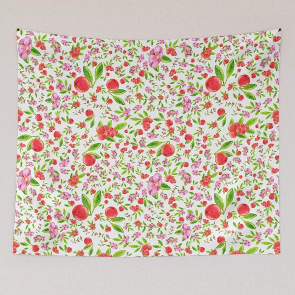 Item preview, Pattern of berries leaves flowers drawing with colored pencils designed and sold by Tanya-GR.