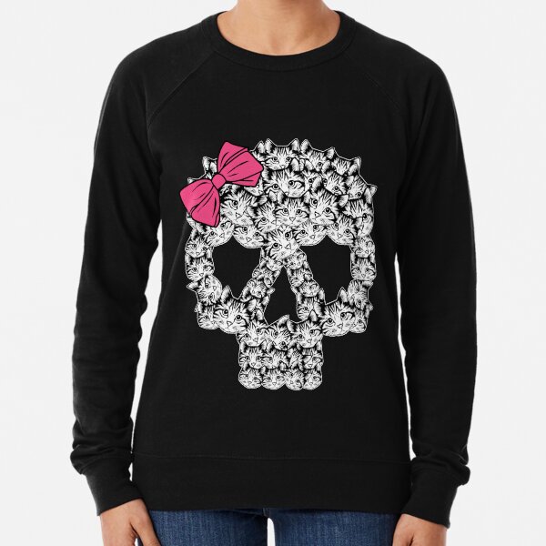 kitten sugar skull Lightweight Sweatshirt