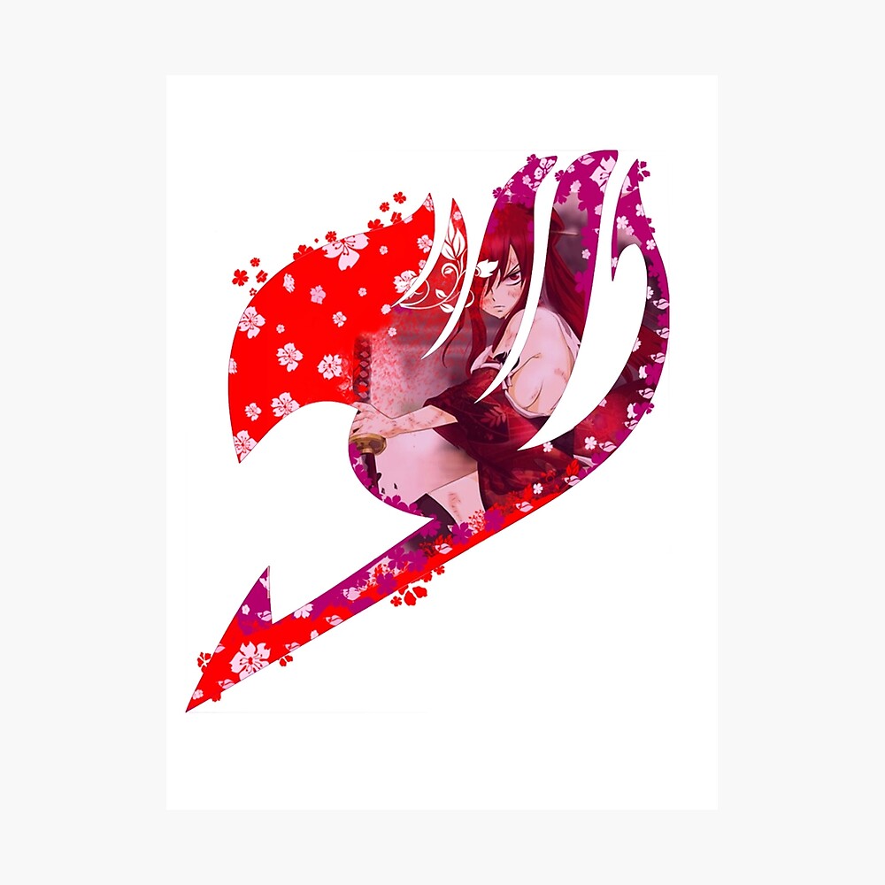 Fairy Tail Logo Erza Scarlet Metal Print By Sharaizgx Redbubble