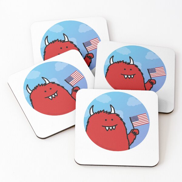Item preview, Celebratory Red Monster with Flag Classic designed and sold by dravenriyaxa.