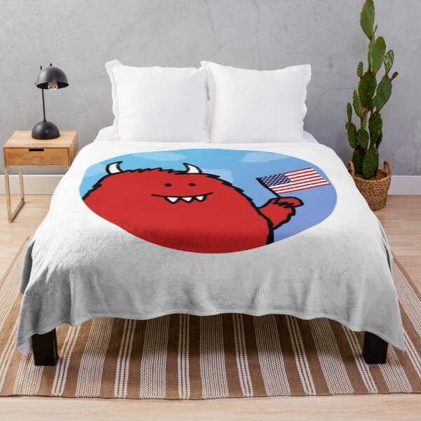 Item preview, Celebratory Red Monster with Flag Classic designed and sold by dravenriyaxa.