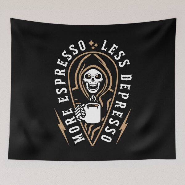 Item preview, More Espresso Less Depresso Grim Reaper Coffee Brown designed and sold by Brogress Project.