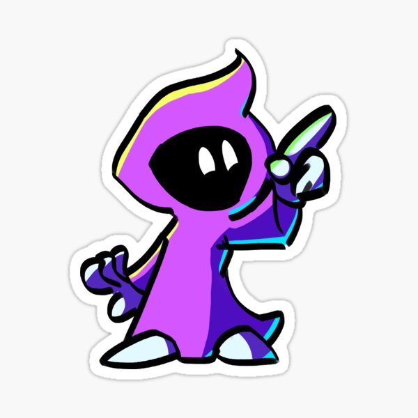 Happy purple cartoony mage looking up Sticker
