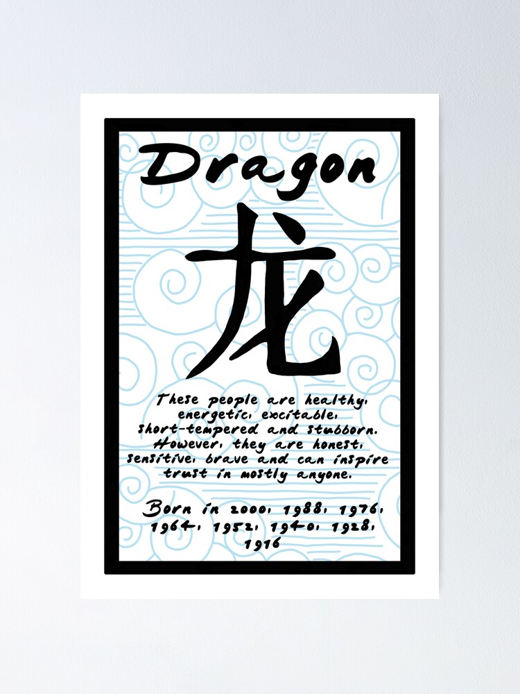 Copy of Chinese zodiac sign print Dragon Poster