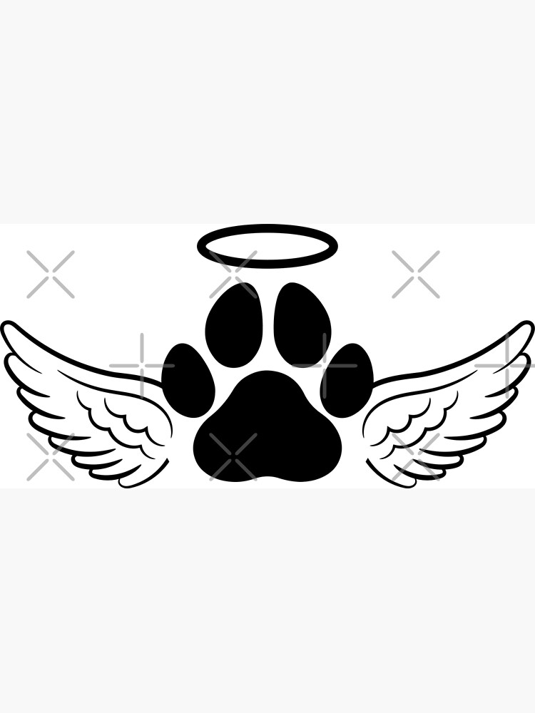 "Dog Paw Print with Angel Wings and Halo, Pet Memorial, Pet Loss