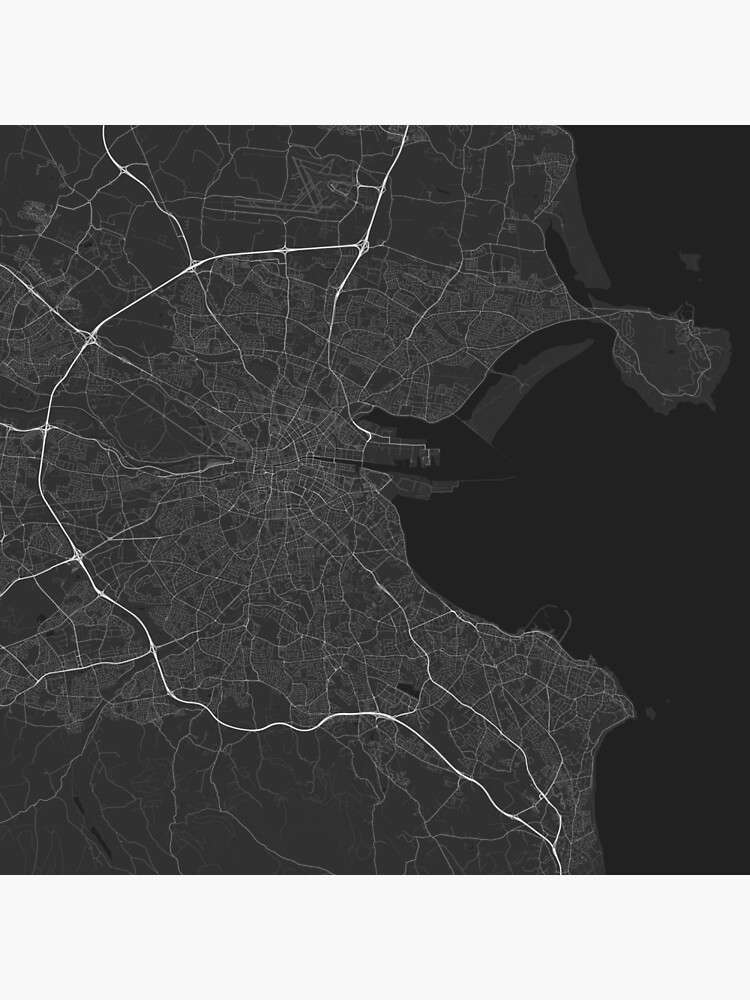 Dublin Ireland Map White On Black Photographic Print By Graphical   Flat,750x,075,f Pad,750x1000,f8f8f8.u6 