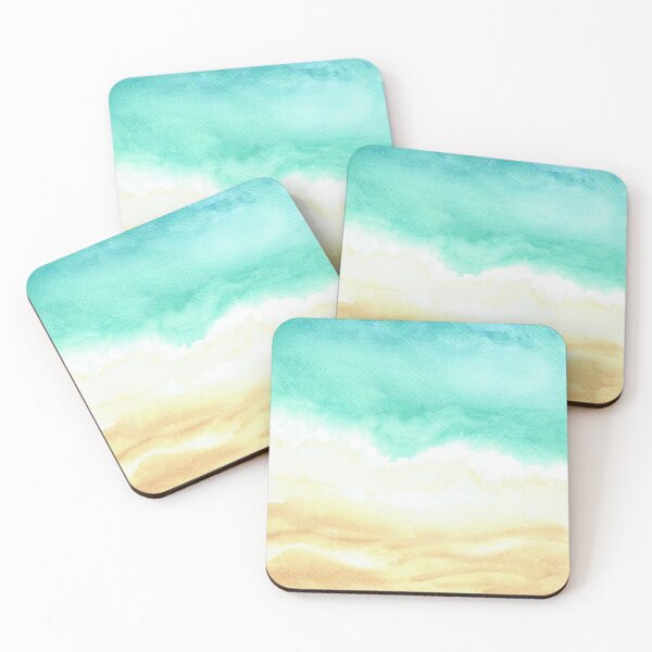 Item preview, Aqua Beach Watercolor Print designed and sold by DebsHeArtStudio.