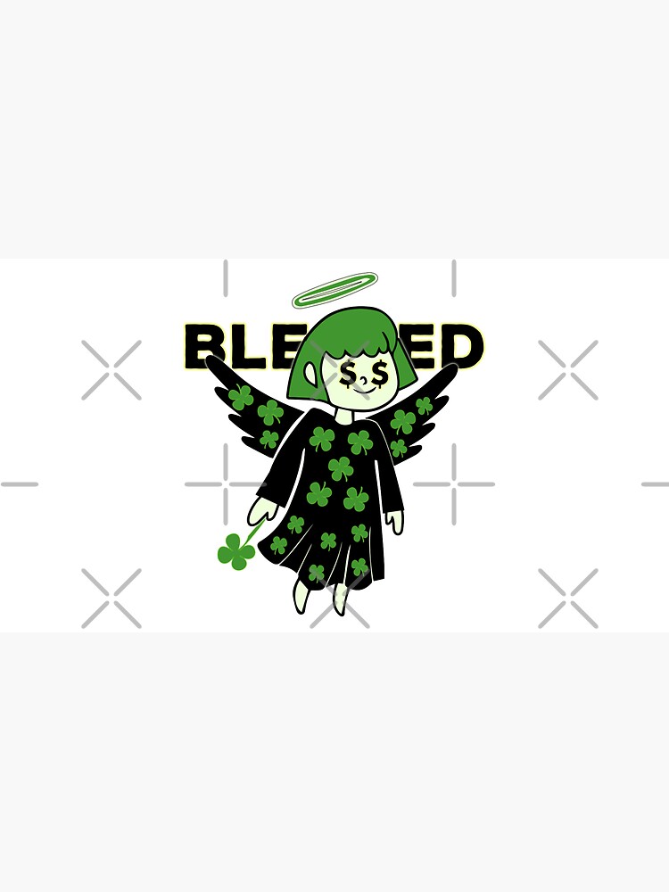 Lucky Clover Blessed Angel - Good Luck Charm by CWartDesign
