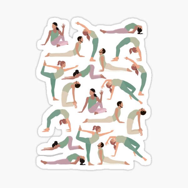 Yoga poses for Heart Chakra Anahata by YogaMap/YogicFoods Sticker